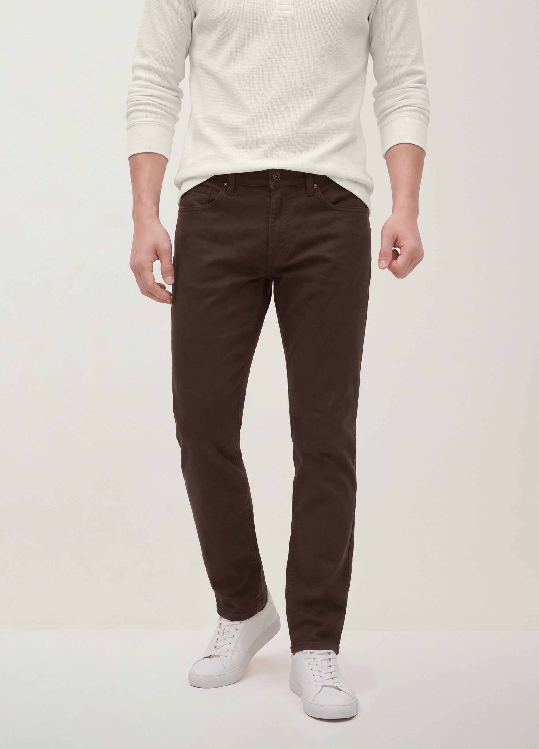 Brown denim jeans in stretch cotton, slim fit