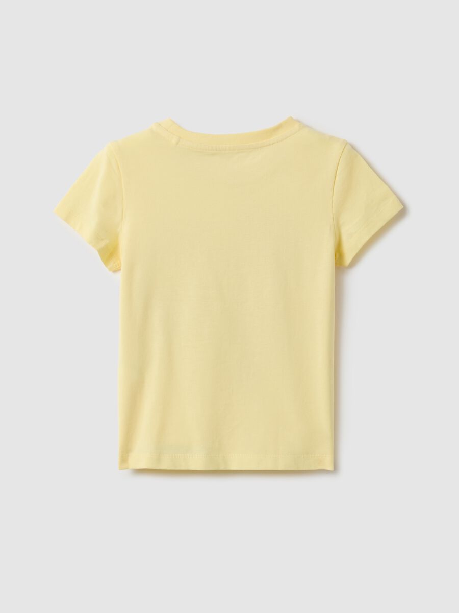 Yellow regular fit pure cotton girl's t-shirt with print_1