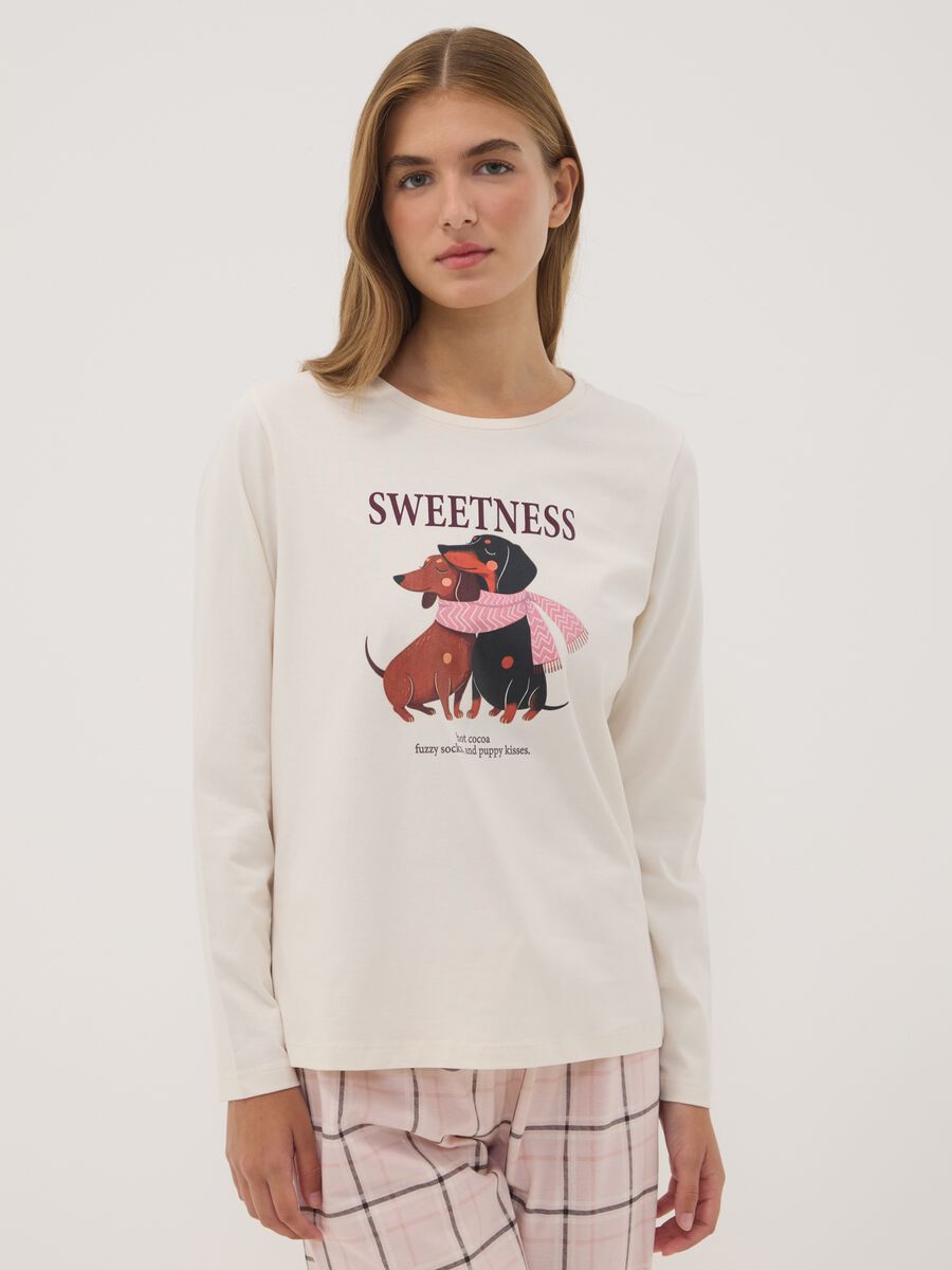 Pink pure organic cotton crew-neck pyjamas_1