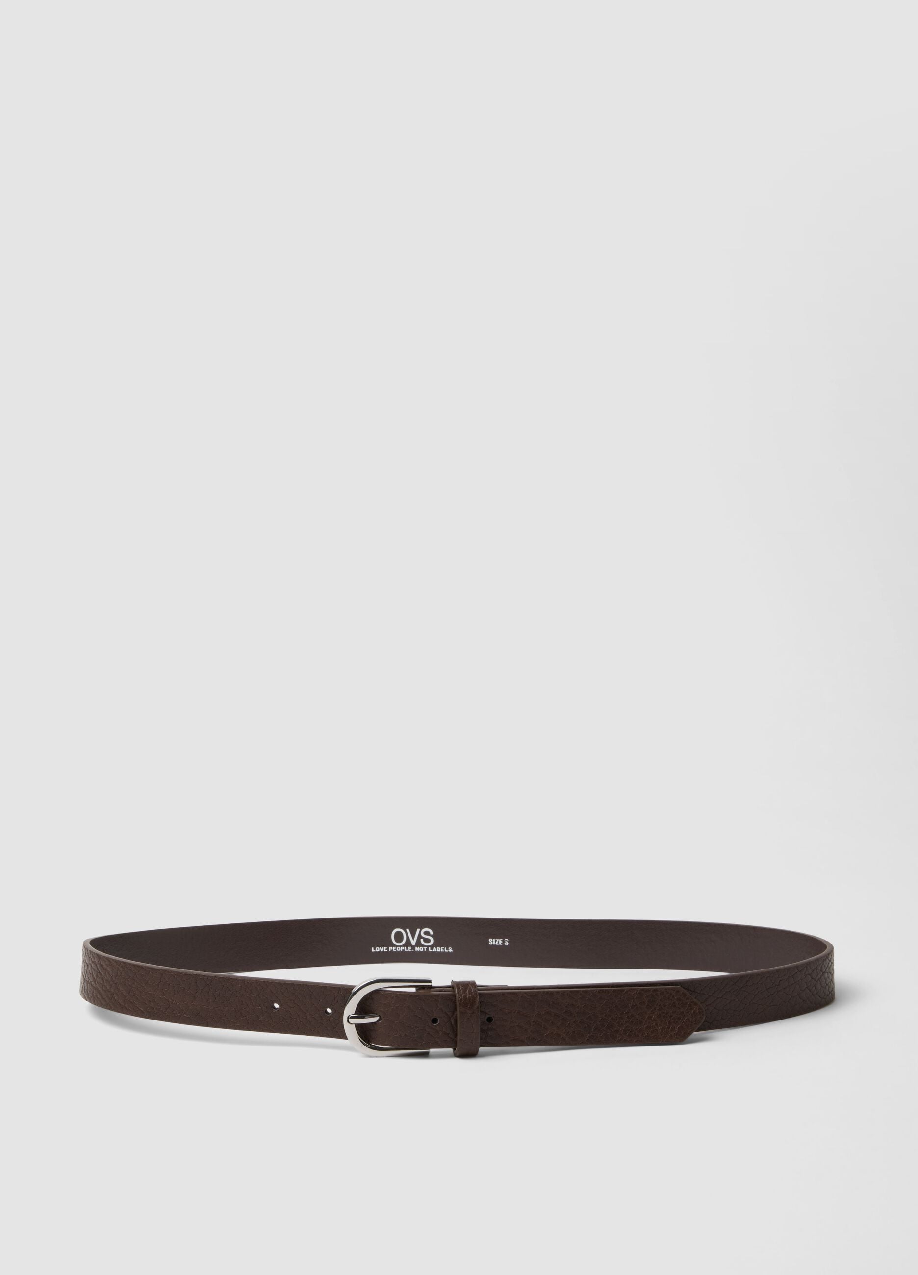Brown hammered-effect belt with silver buckle