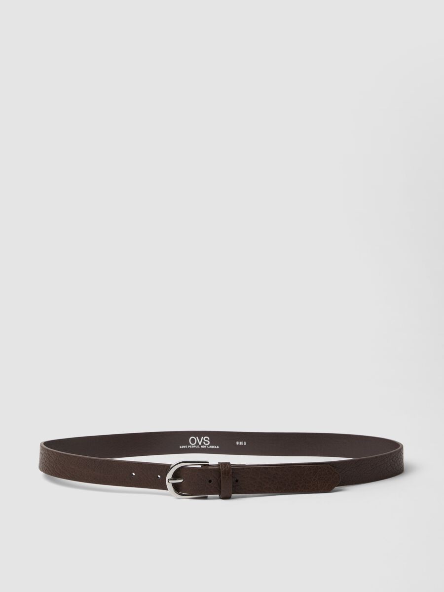Brown hammered-effect belt with silver buckle_0