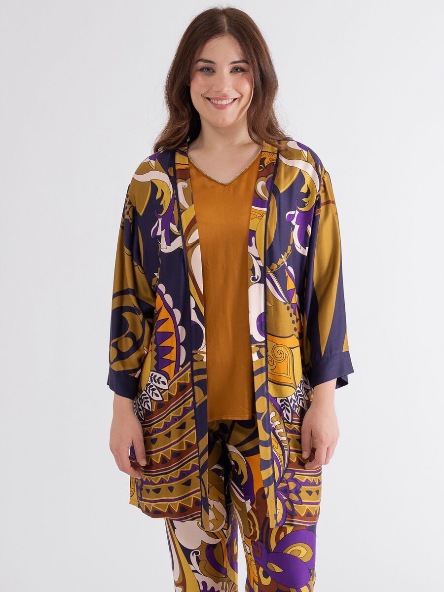 Giacca kimono con stampa multicolore Curvy_0