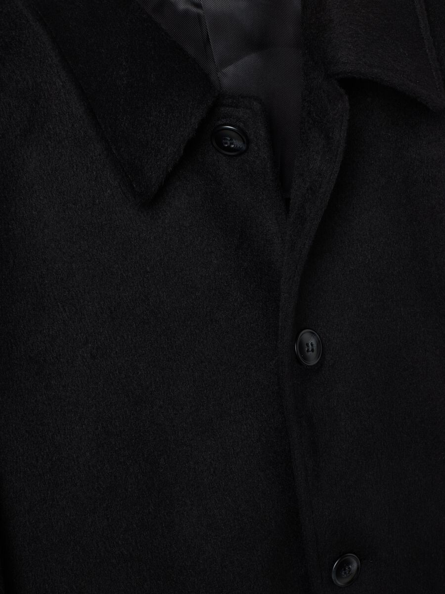 Black regular-fit coat with buttons_1