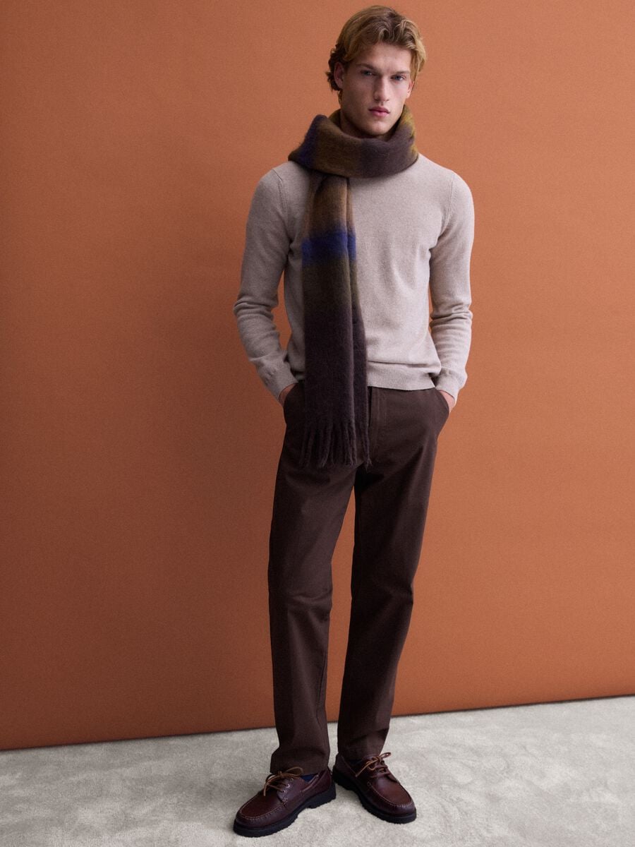 Beige pure wool crew-neck jumper, regular fit_2