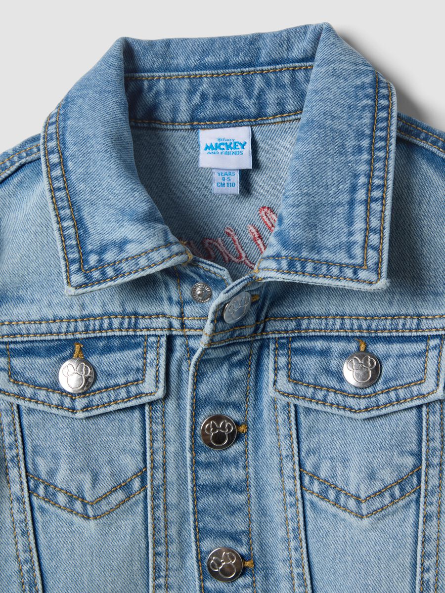 Regular fit blue denim vest for girls with Minnie, made of pure cotton_2