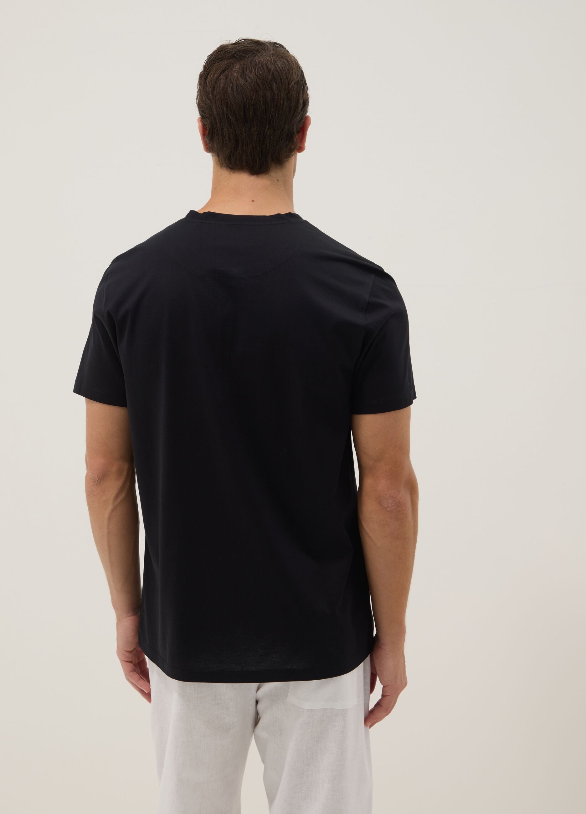 Black pure cotton regular-fit T-shirt