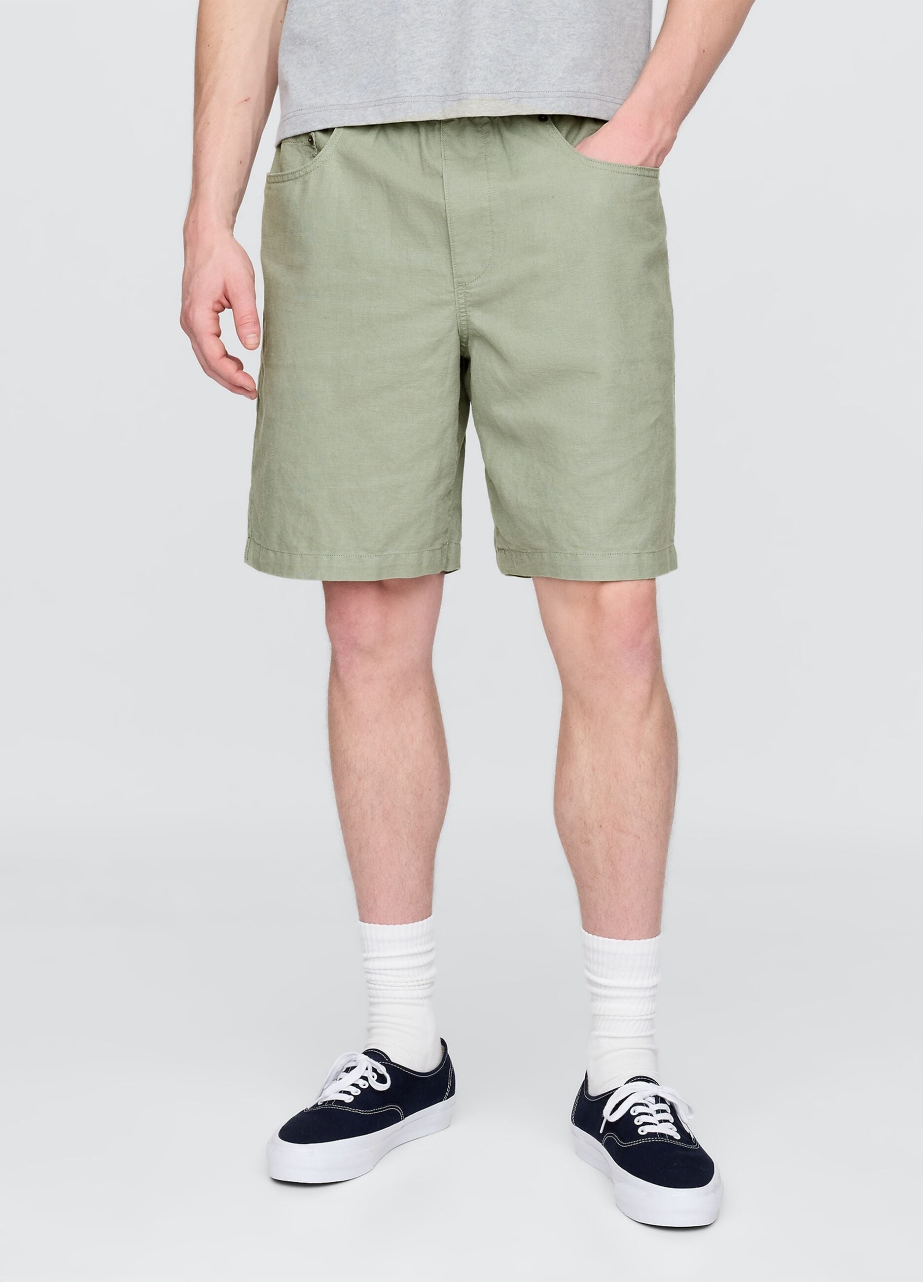 Shorts verts en lin et coton par Gap