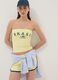 Yellow strapless bandeau top in stretch cotton_0