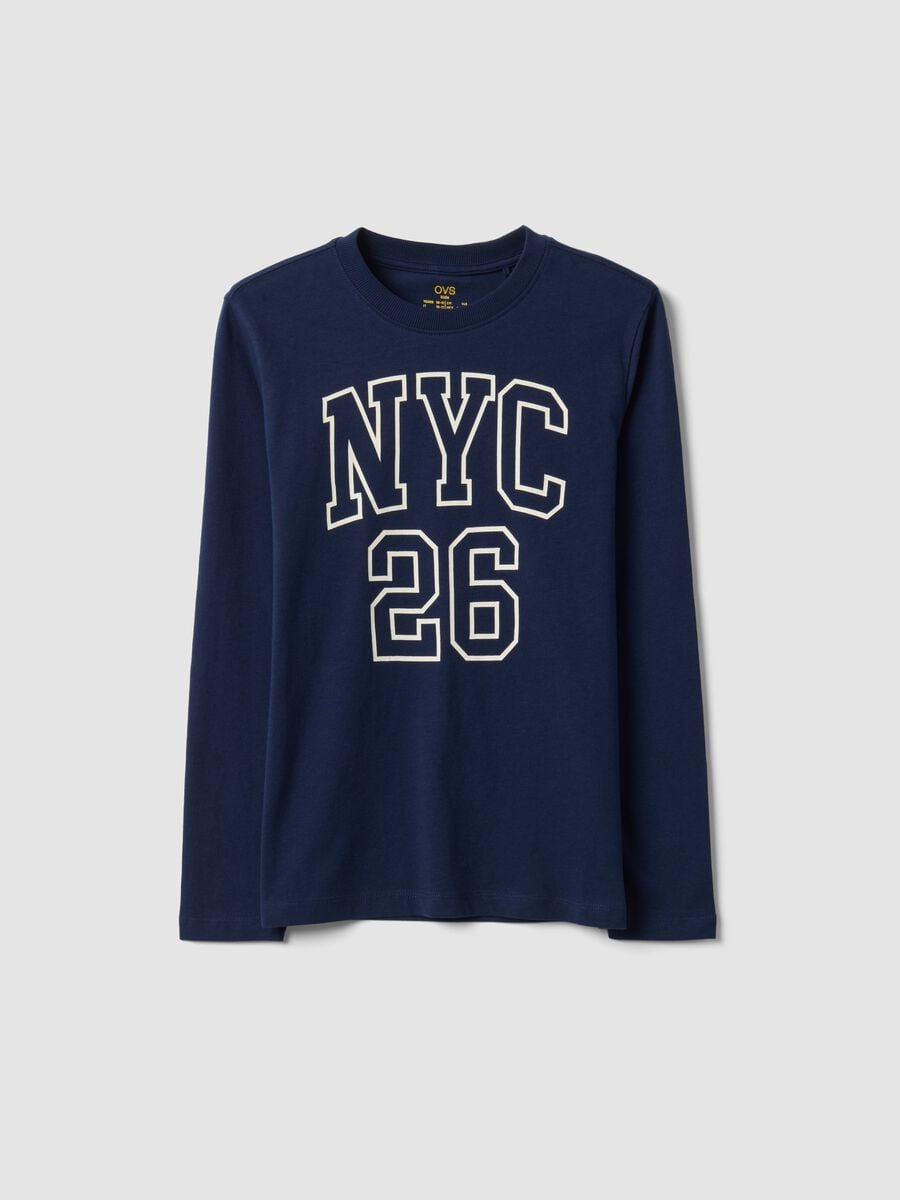 Blue organic cotton graphic print T-shirt for boys_0