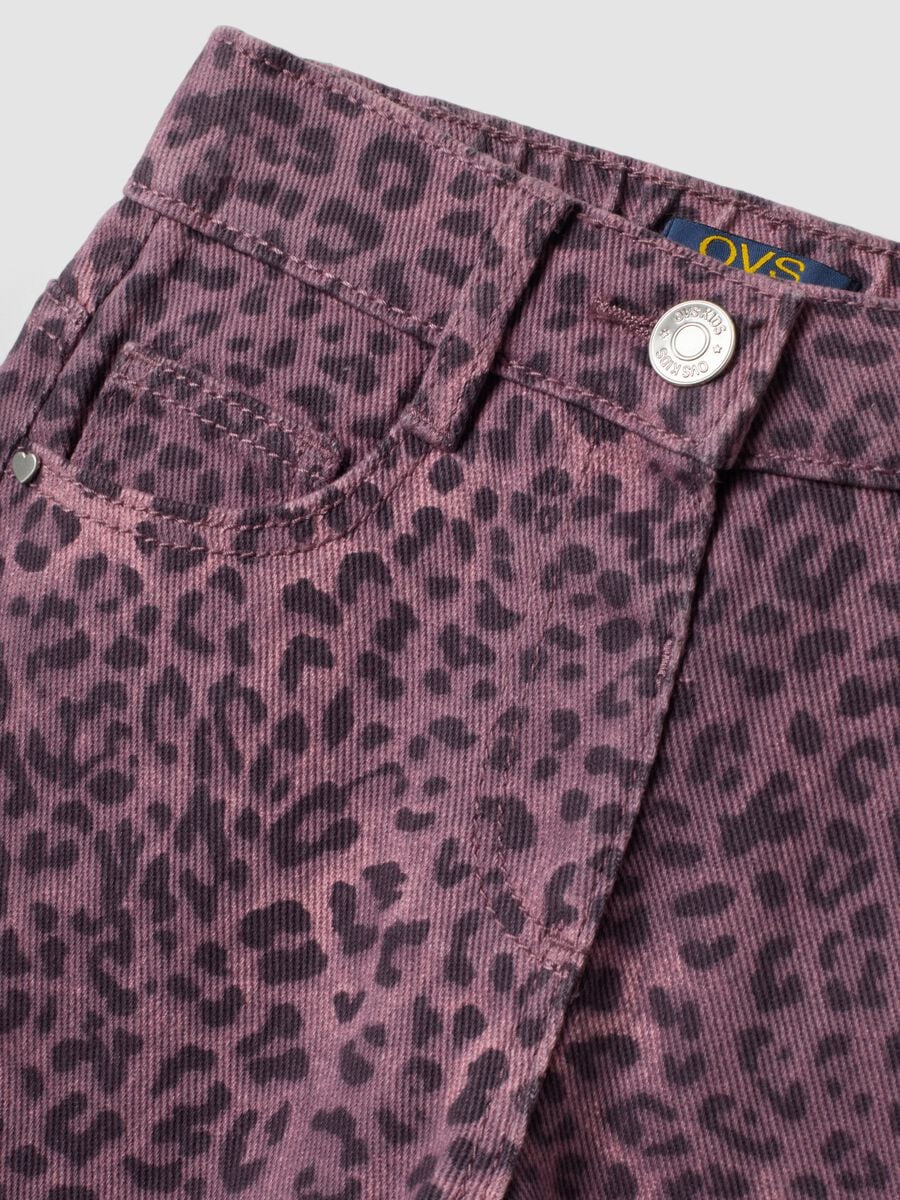 Violette Wide-Leg-Hose aus reiner Baumwolle mit Animal-Print f&uuml;r M&auml;dchen_3