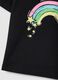 Girls' black regular fit pure cotton t-shirt with rainbow_3