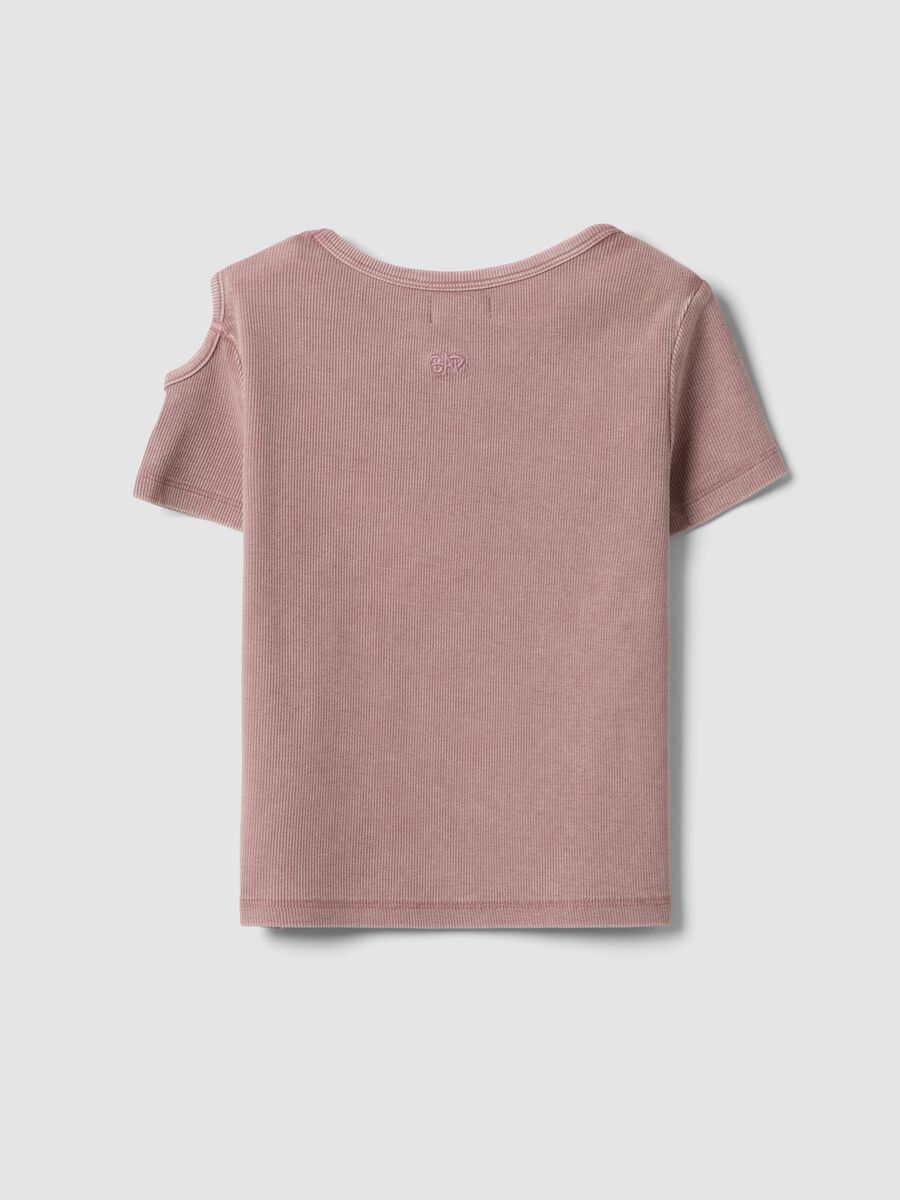T-shirt rosa a maniche corte in cotone elasticizzato_1