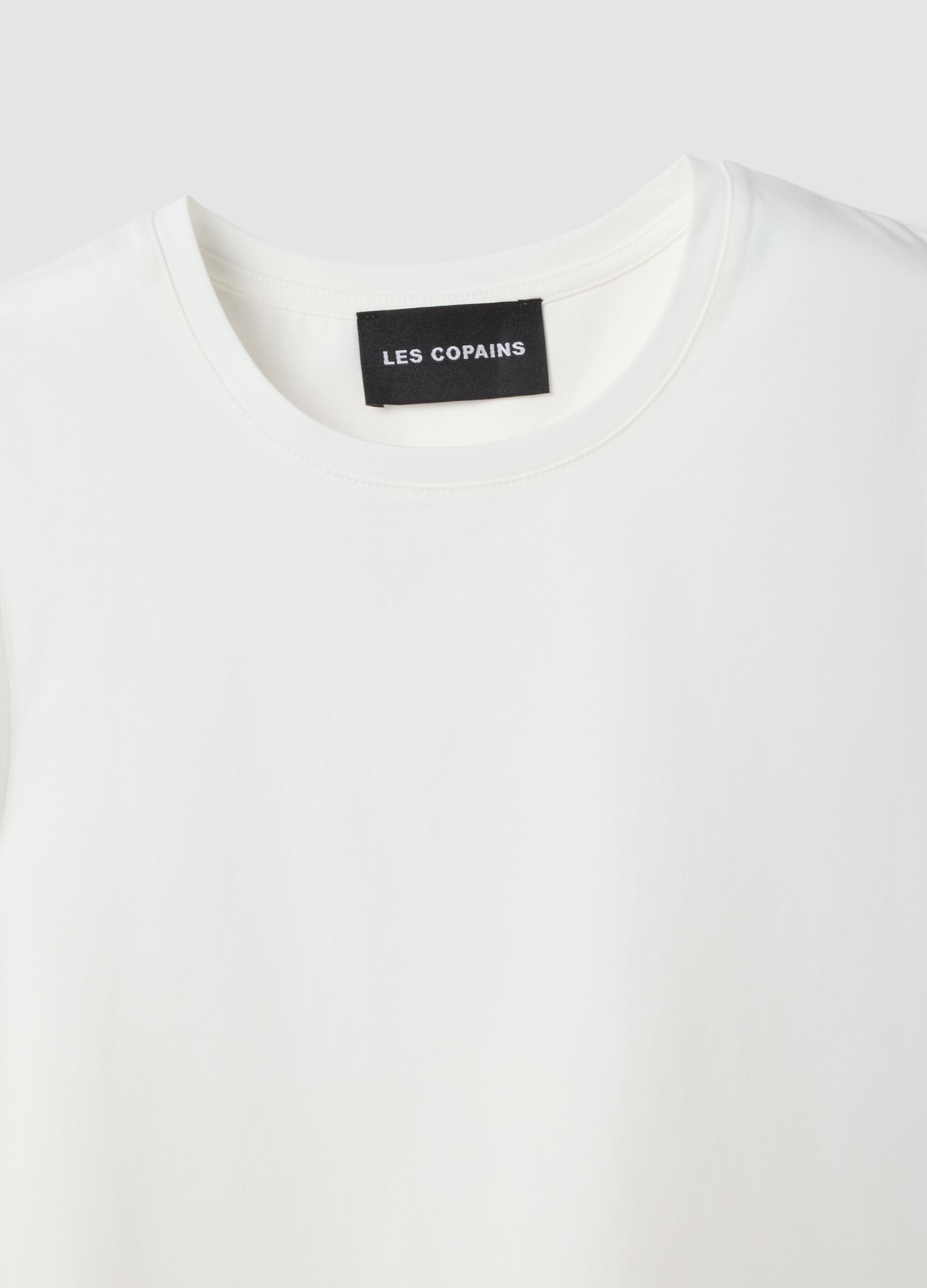 Top branco de al&ccedil;as em mistura de algod&atilde;o