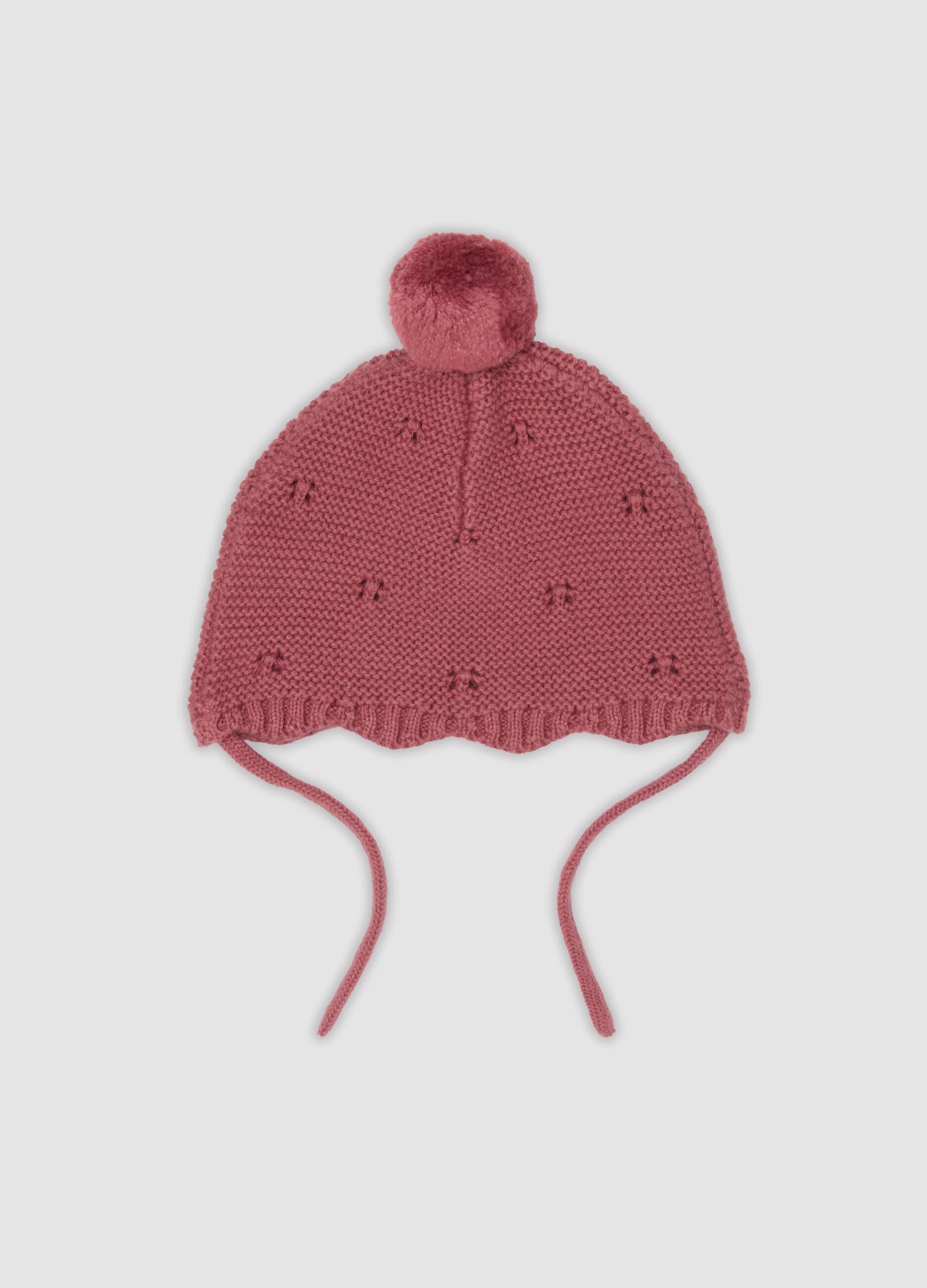 Cappello rosa in puro cotone organico jacquard traforato
