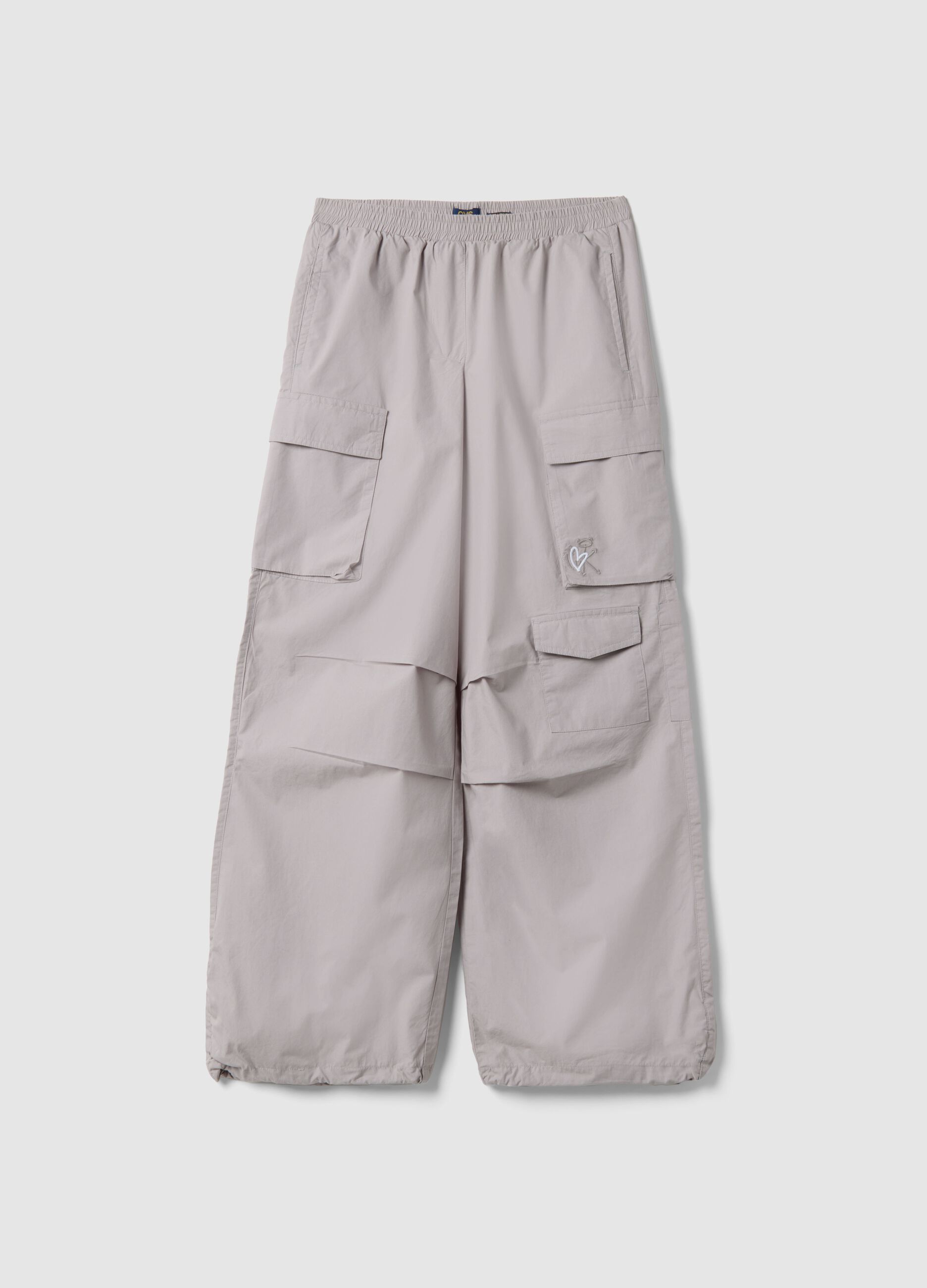 Pantaloni cargo in puro cotone grigio da ragazza regular fit