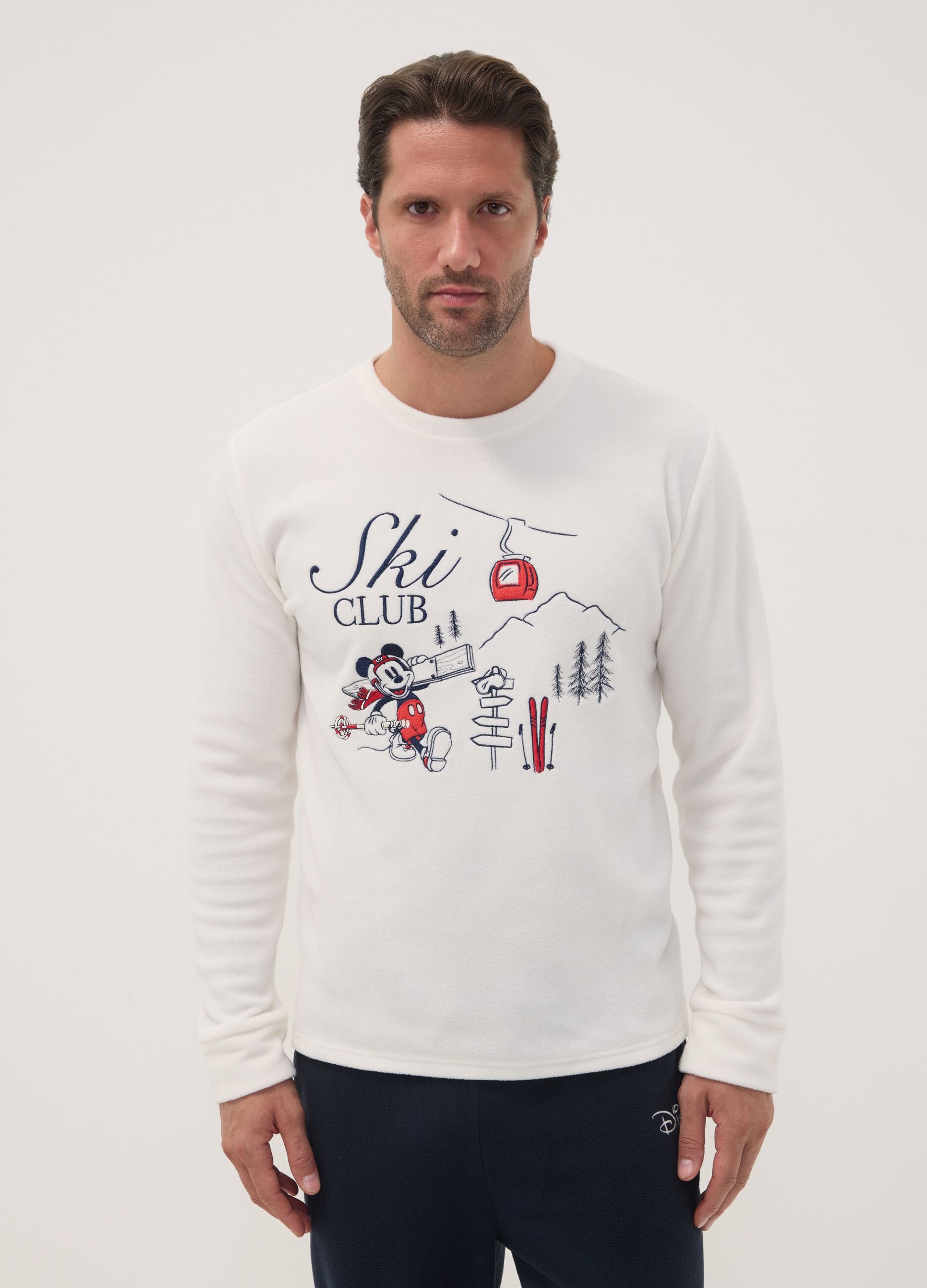Blue crew-neck pyjamas with Mickey & Friends print