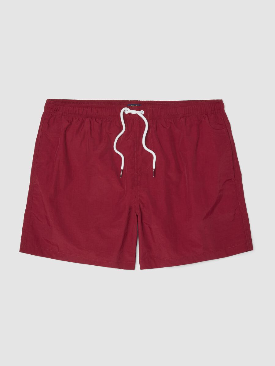 Red regular-fit swim shorts with drawstring_5