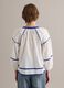 Wei&szlig;e Bluse aus reiner Baumwolle mit blauer Paspelierung, Regular Fit_3