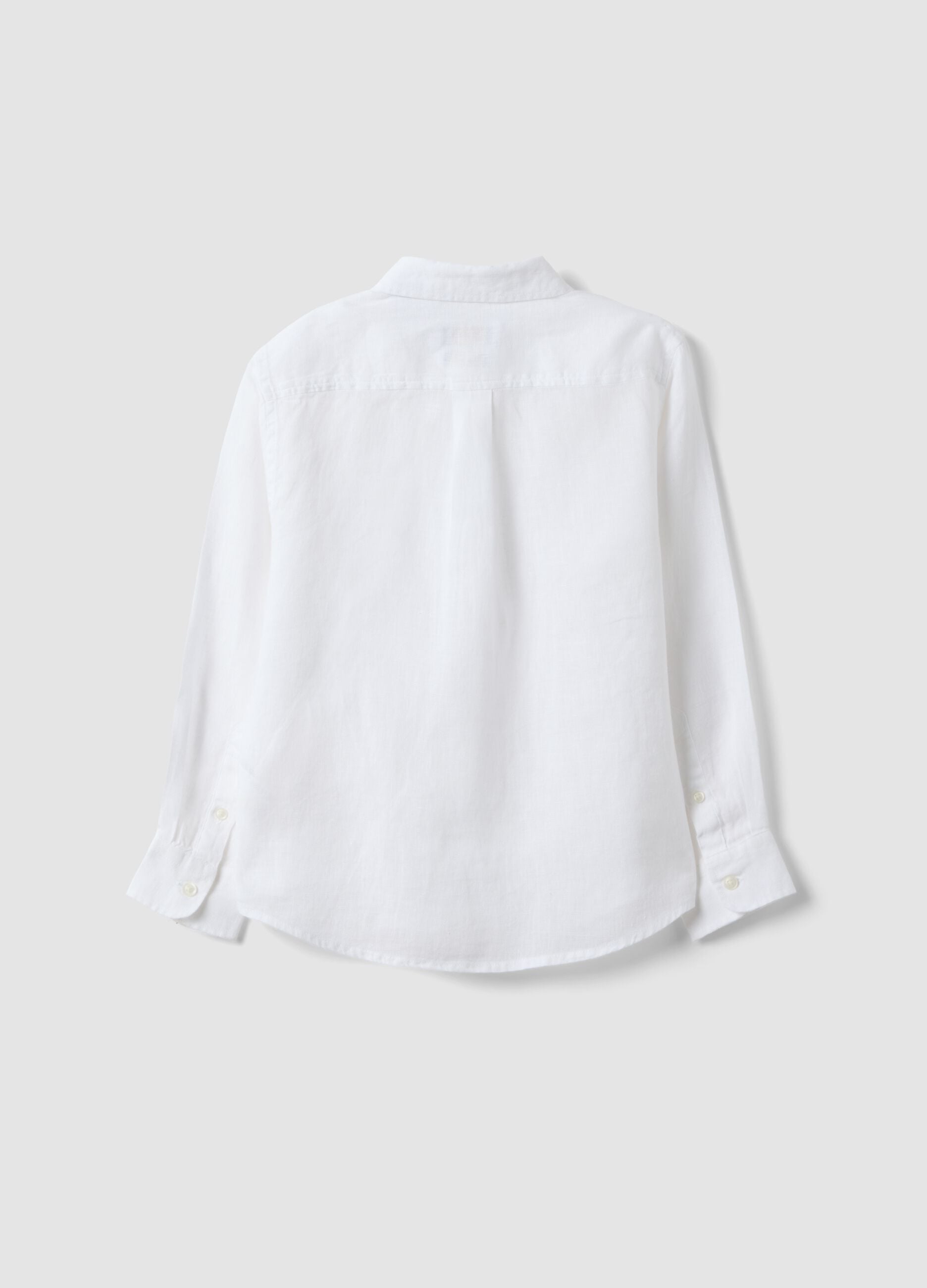 Kids&rsquo; White Pure Linen Oversized Shirt