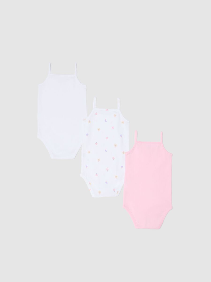 Multicolour pure cotton baby girl's bodysuit tripack with thin straps_1