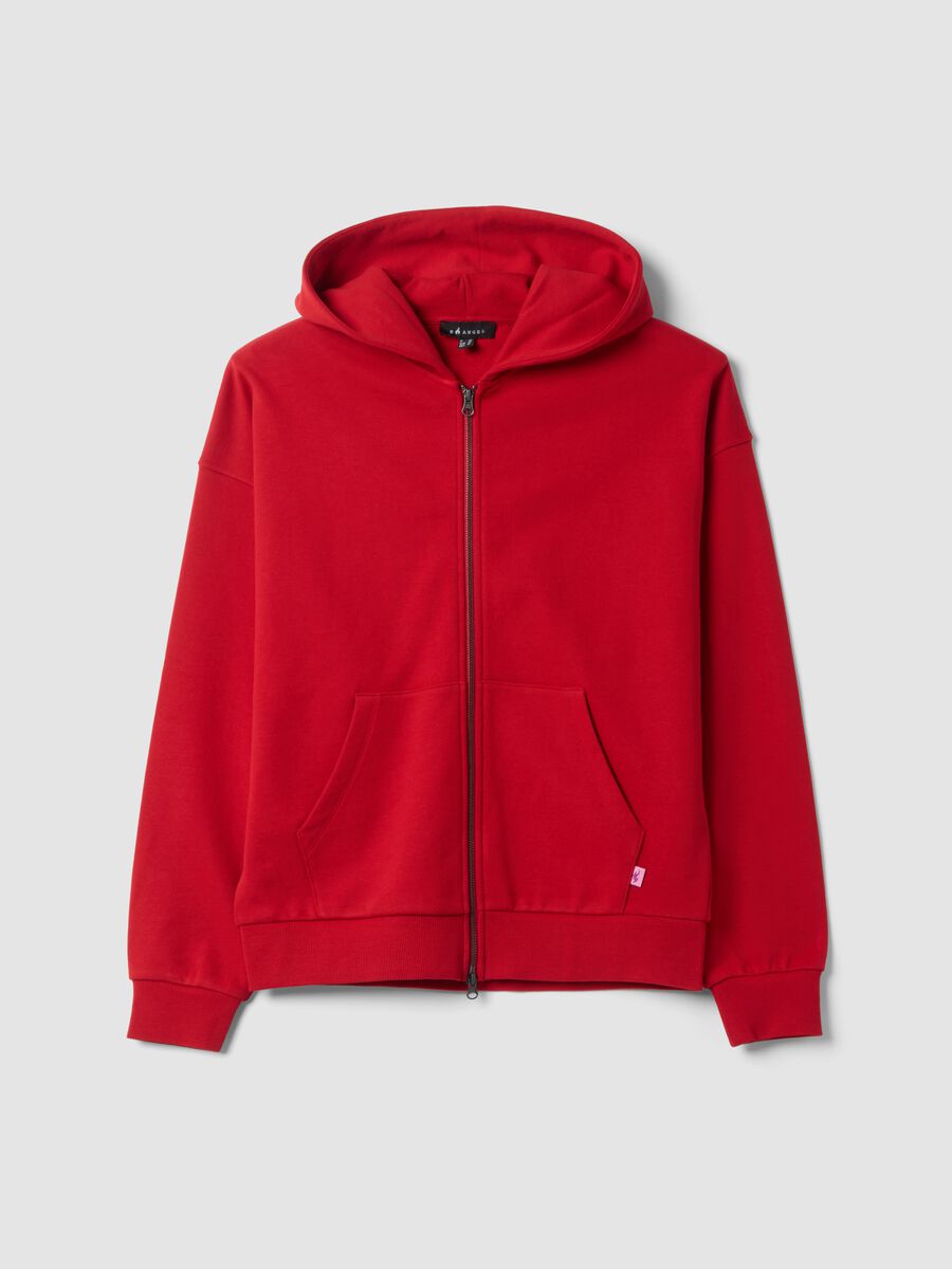 Red 100% cotton oversized crew-neck sweatshirt_4