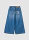 Cal&ccedil;as de ganga azul em algod&atilde;o puro wide leg com estampado Lilo & Stitch para menina_1
