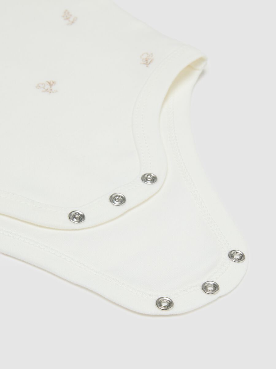 White baby girl's bodysuit in pure cotton with collar and embroidery_2