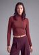 Red cropped stretch T-shirt with high neck_0
