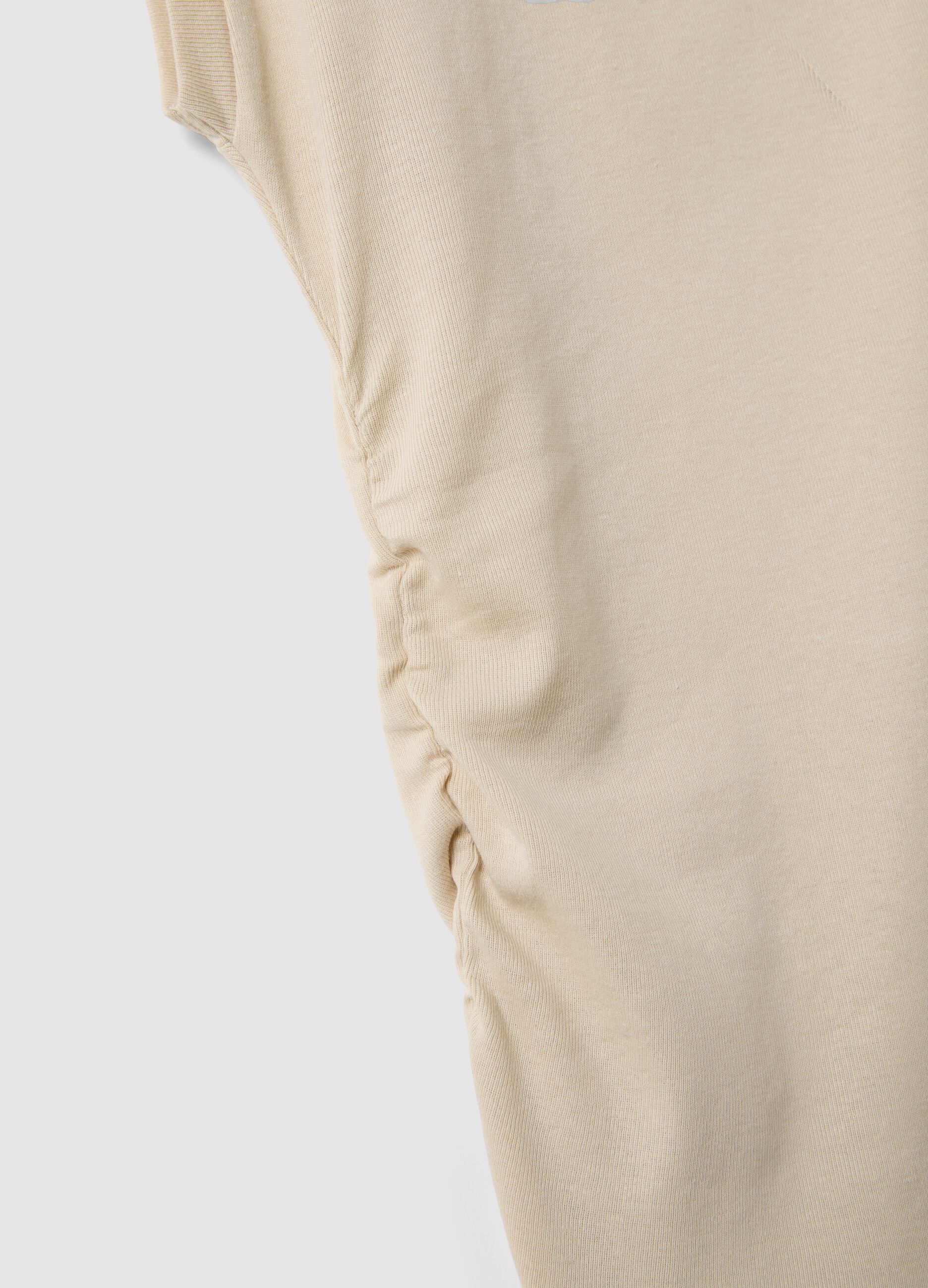 Beige pure cotton top with side ruching