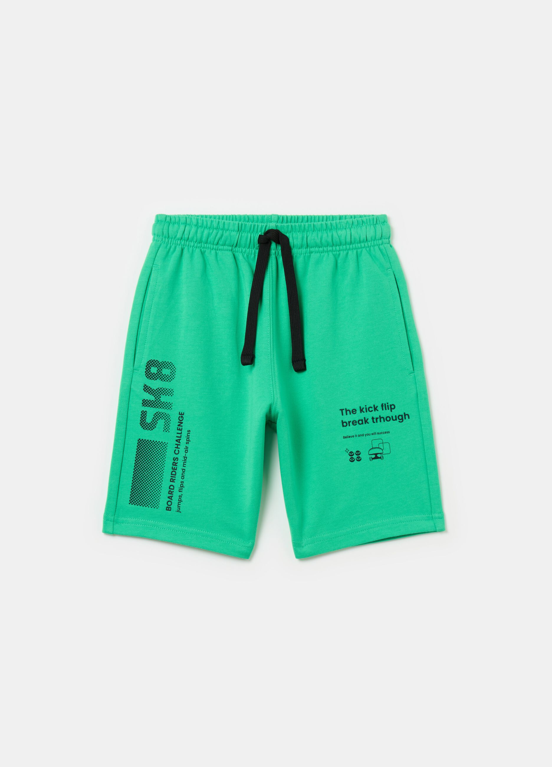 Bermuda shorts with print and drawstring