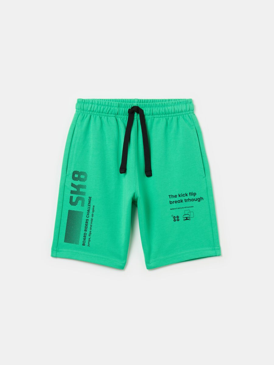 Bermuda shorts with print and drawstring_0