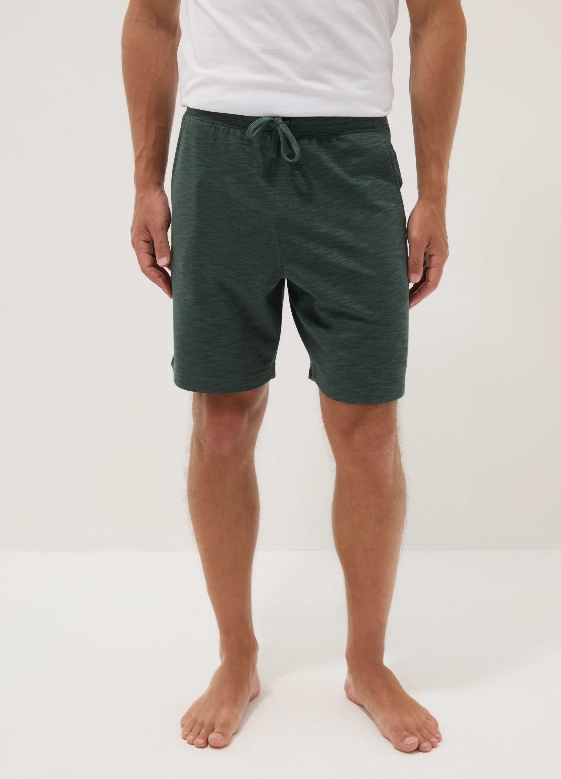 Cal&ccedil;&otilde;es de pijama verdes em mistura de algod&atilde;o, regular fit