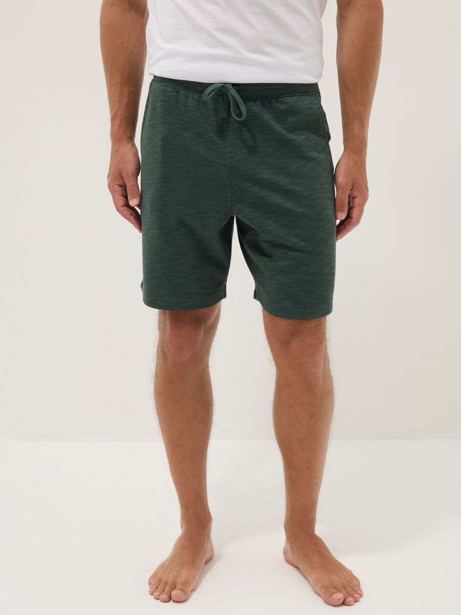 Green cotton-blend regular-fit pyjama shorts_1
