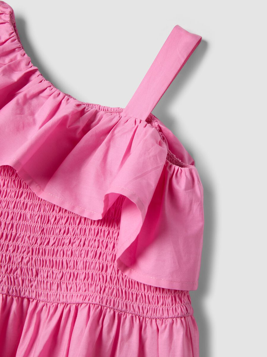 &Auml;rmelloses rosa M&auml;dchenkleid aus reiner Baumwolle mit Volant_2
