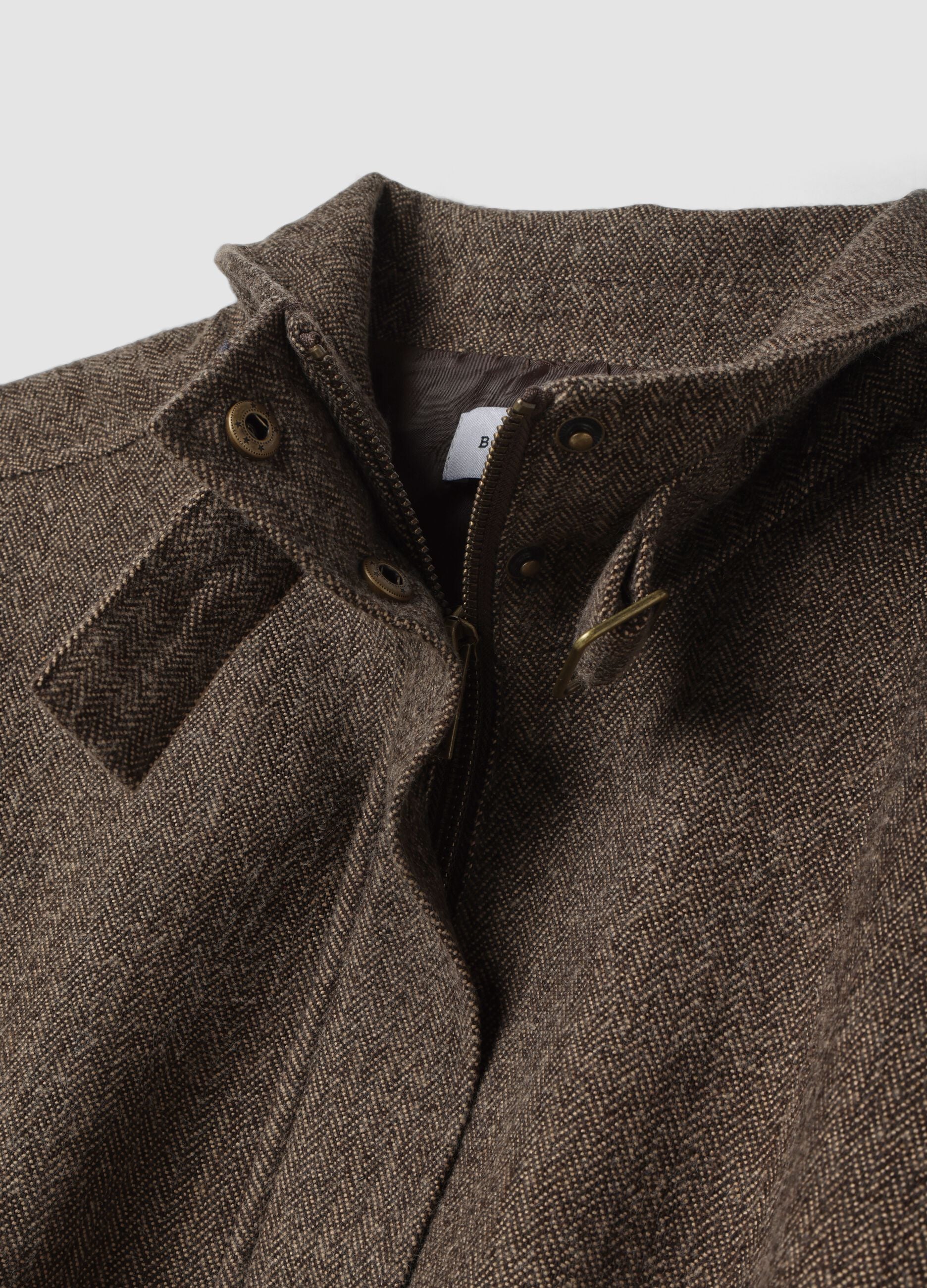 Giacca marrone regular con zip e fantasia spigata