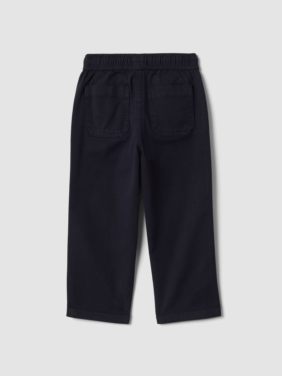 Pantaloni blu in twill di cotone elasticizzato regular fit_1