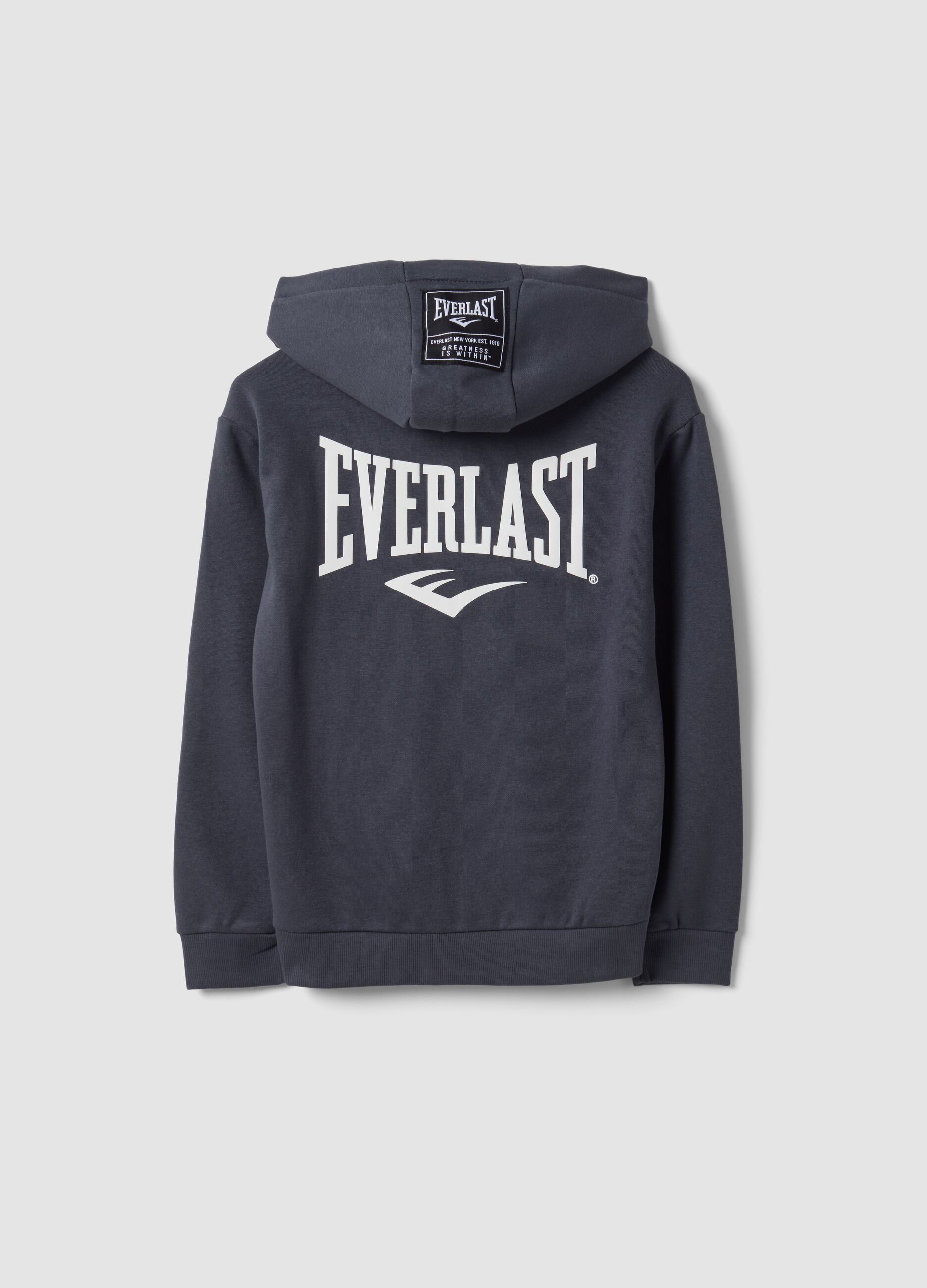 Grey full-zip cotton-blend hooded sweatshirt for boys