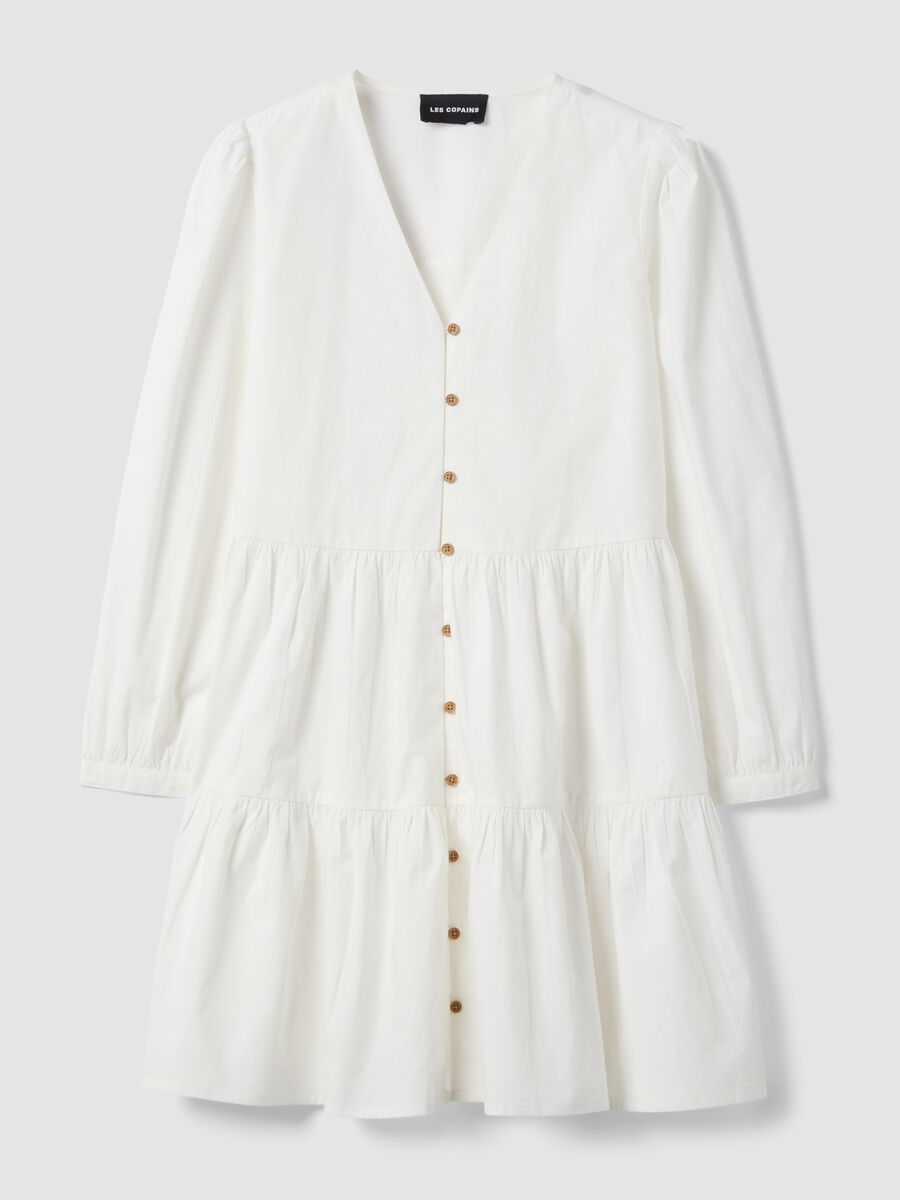 White pure cotton dress regular fit deep V_0