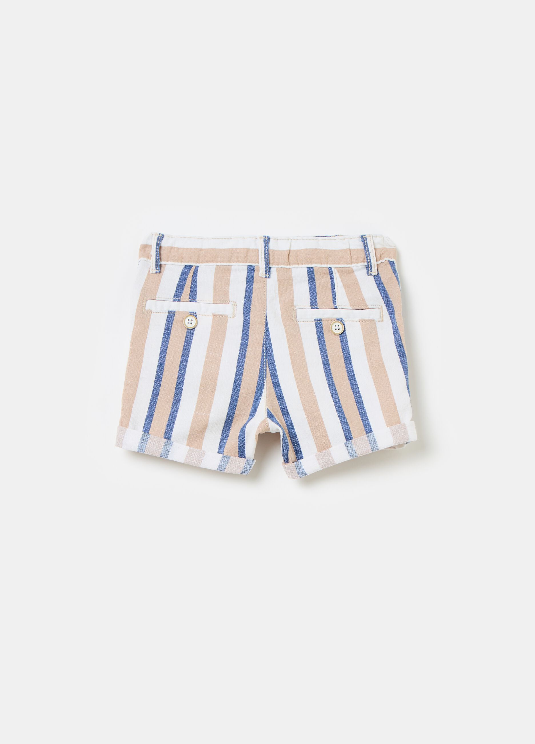 Striped linen and cotton Bermuda shorts