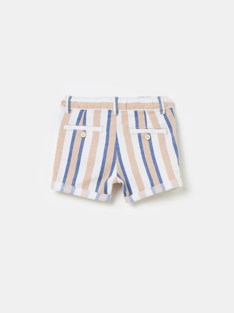 Striped linen and cotton Bermuda shorts_1