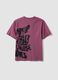 T-shirt viola in puro cotone da ragazzo oversize fit con stampa_1