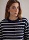 Blue jumper with white stripes in pure cotton regular fit_0