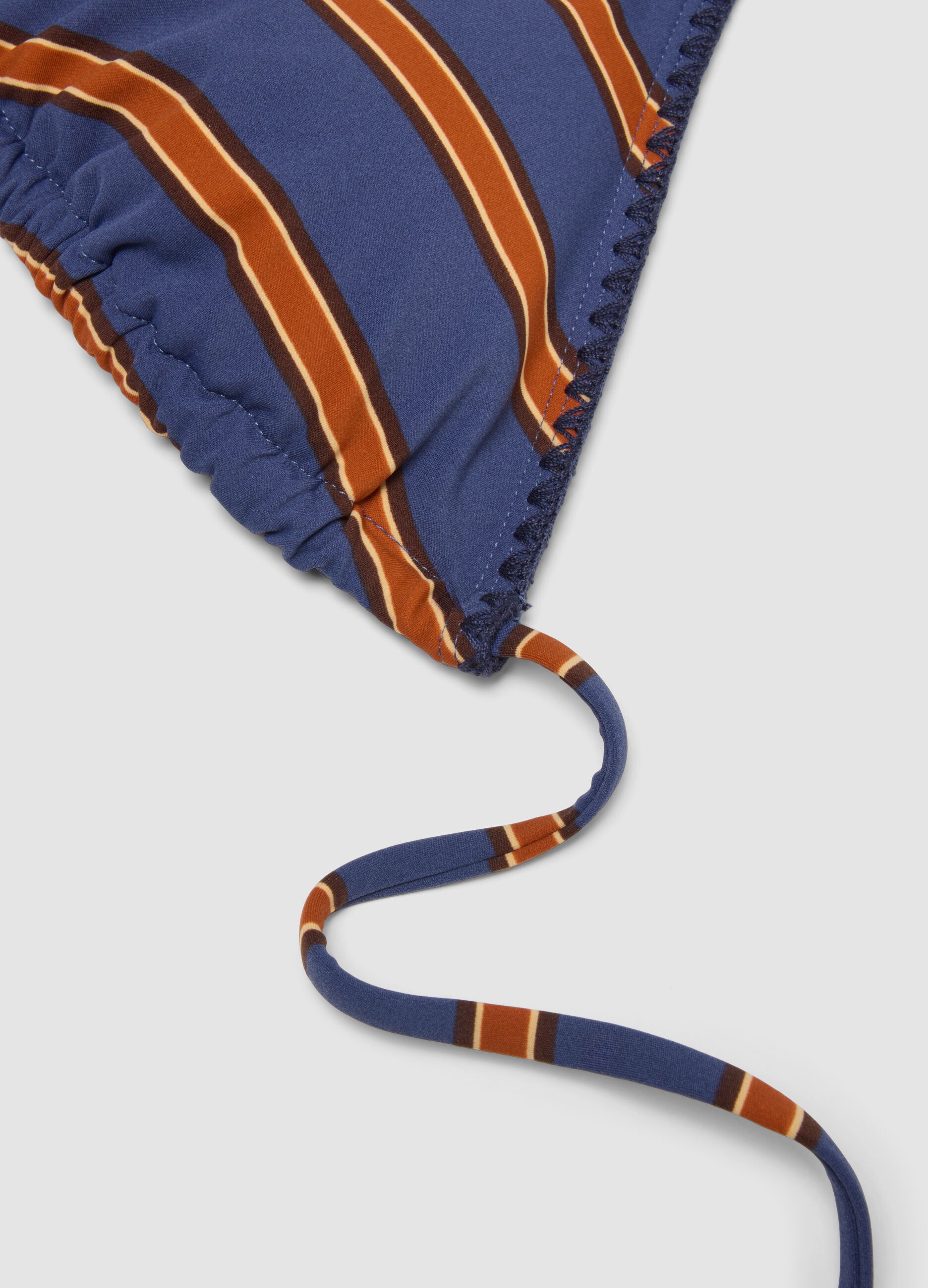 Multicolour striped stretch triangle bikini top