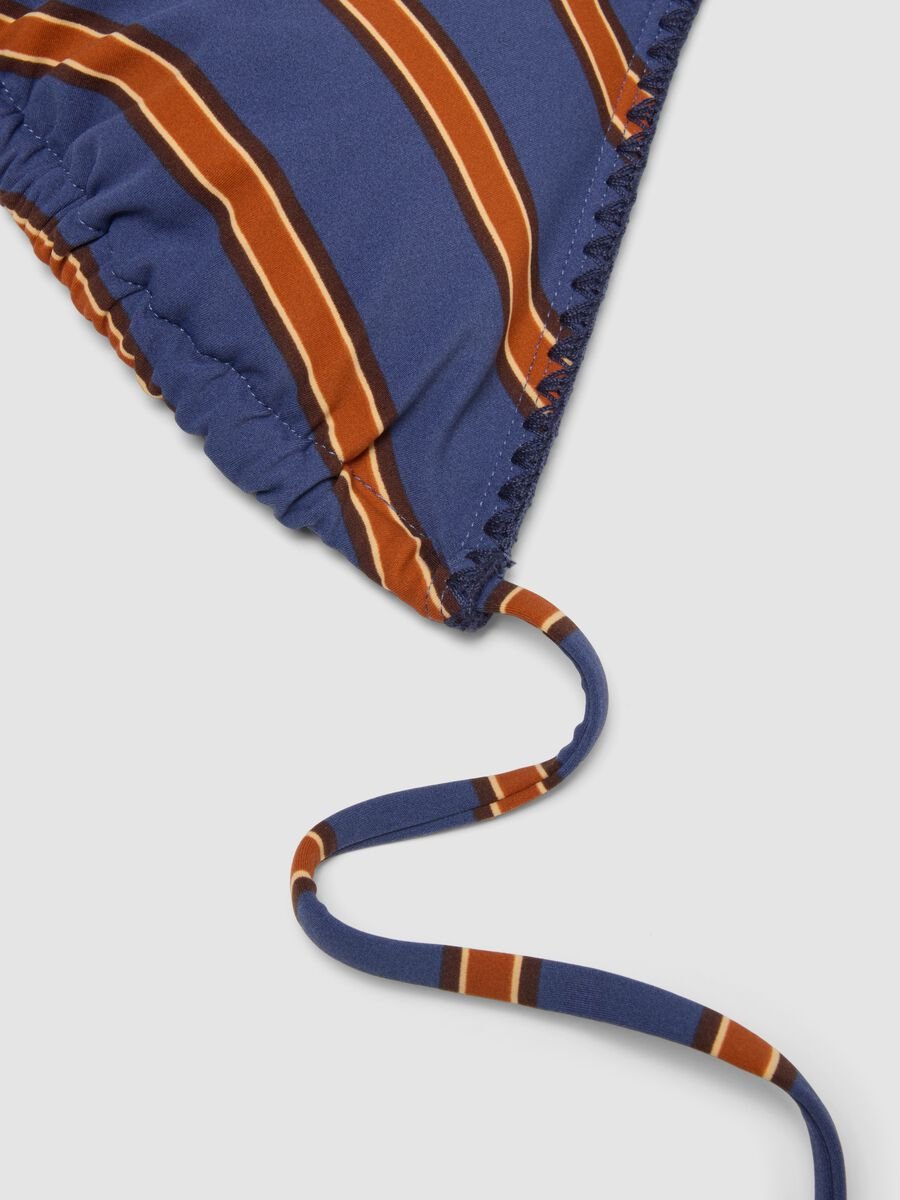 Multicolour striped stretch triangle bikini top_5