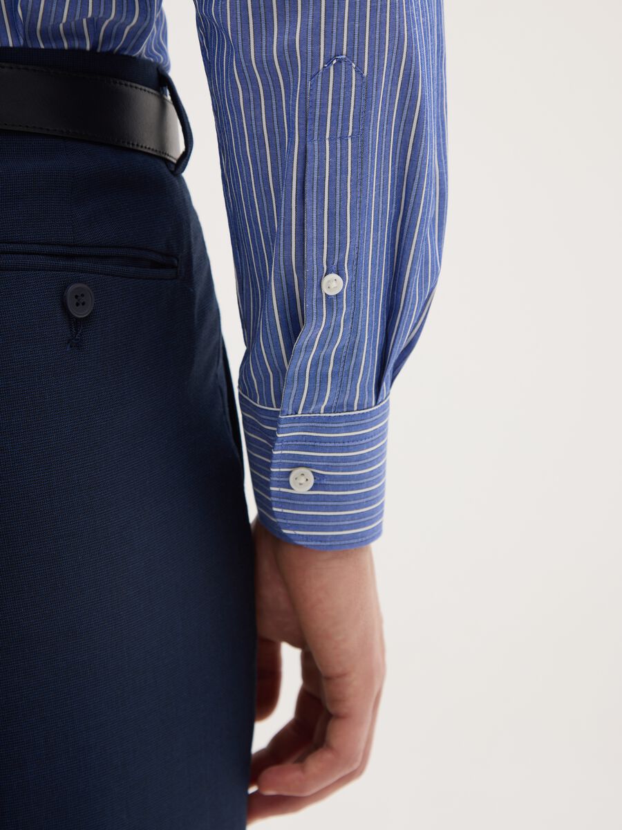 Blue Regular Fit Cotton Blend Shirt_3