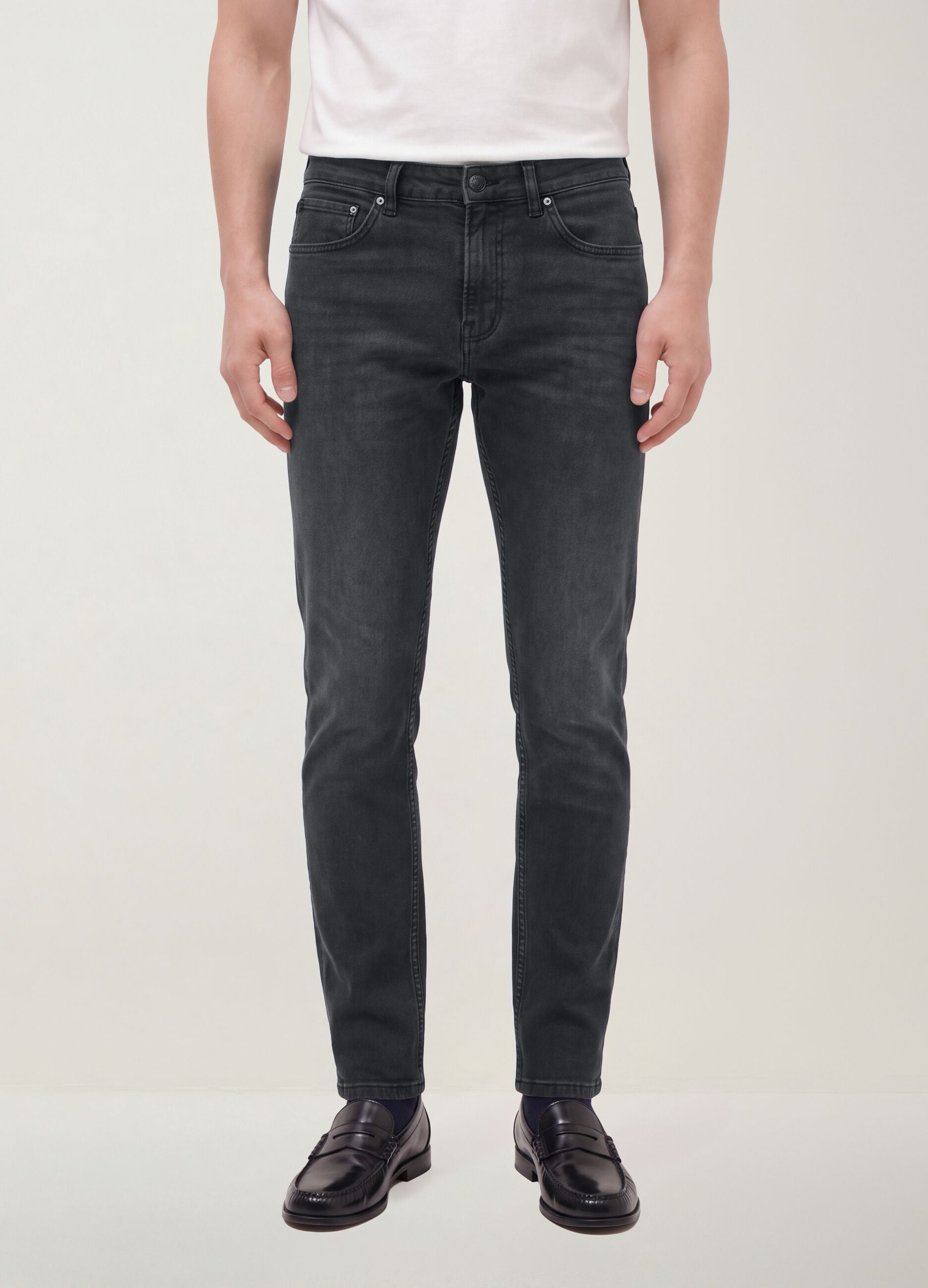 Schwarze Slim-Fit-Jeans aus Stretch-Baumwoll-Denim