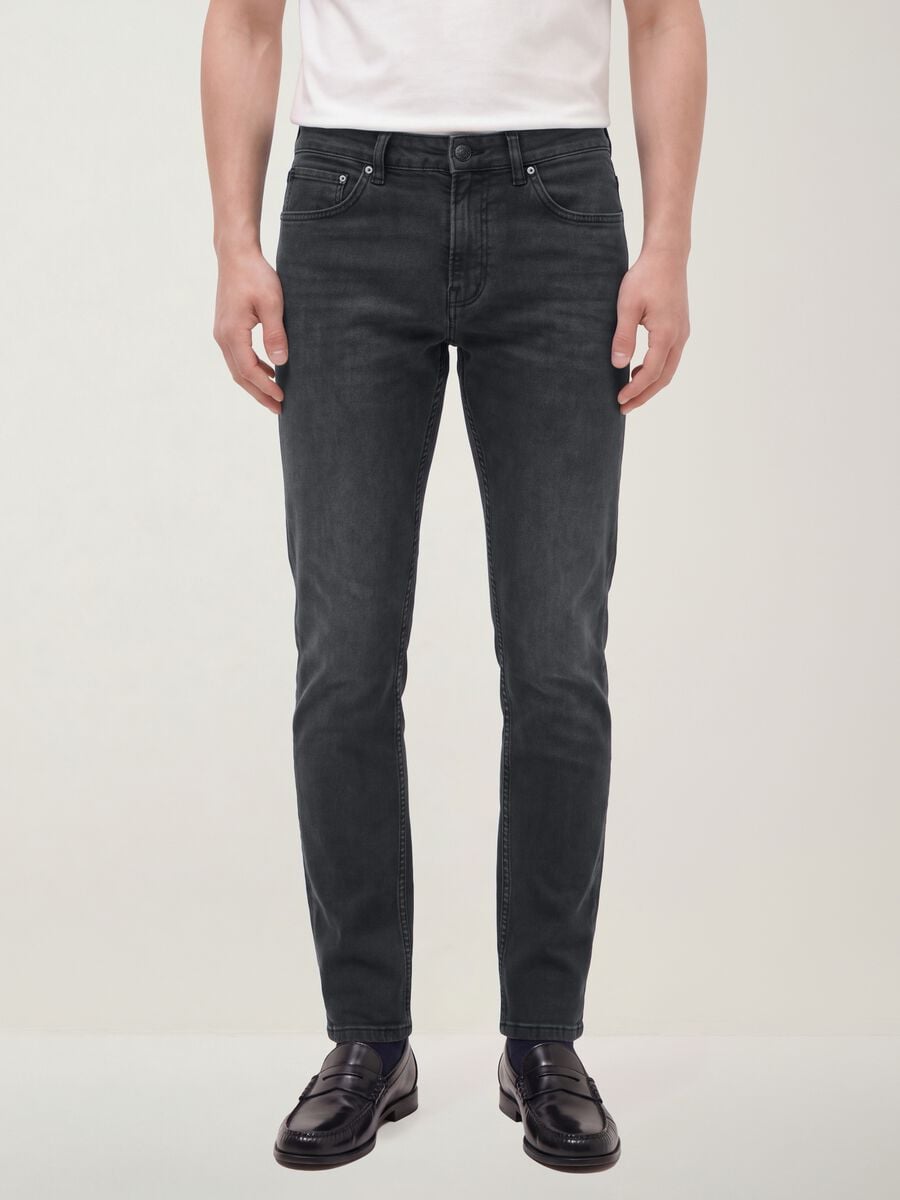 Black slim-fit stretch cotton denim jeans_2