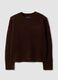Dark brown crew-neck stretch wool jumper_0