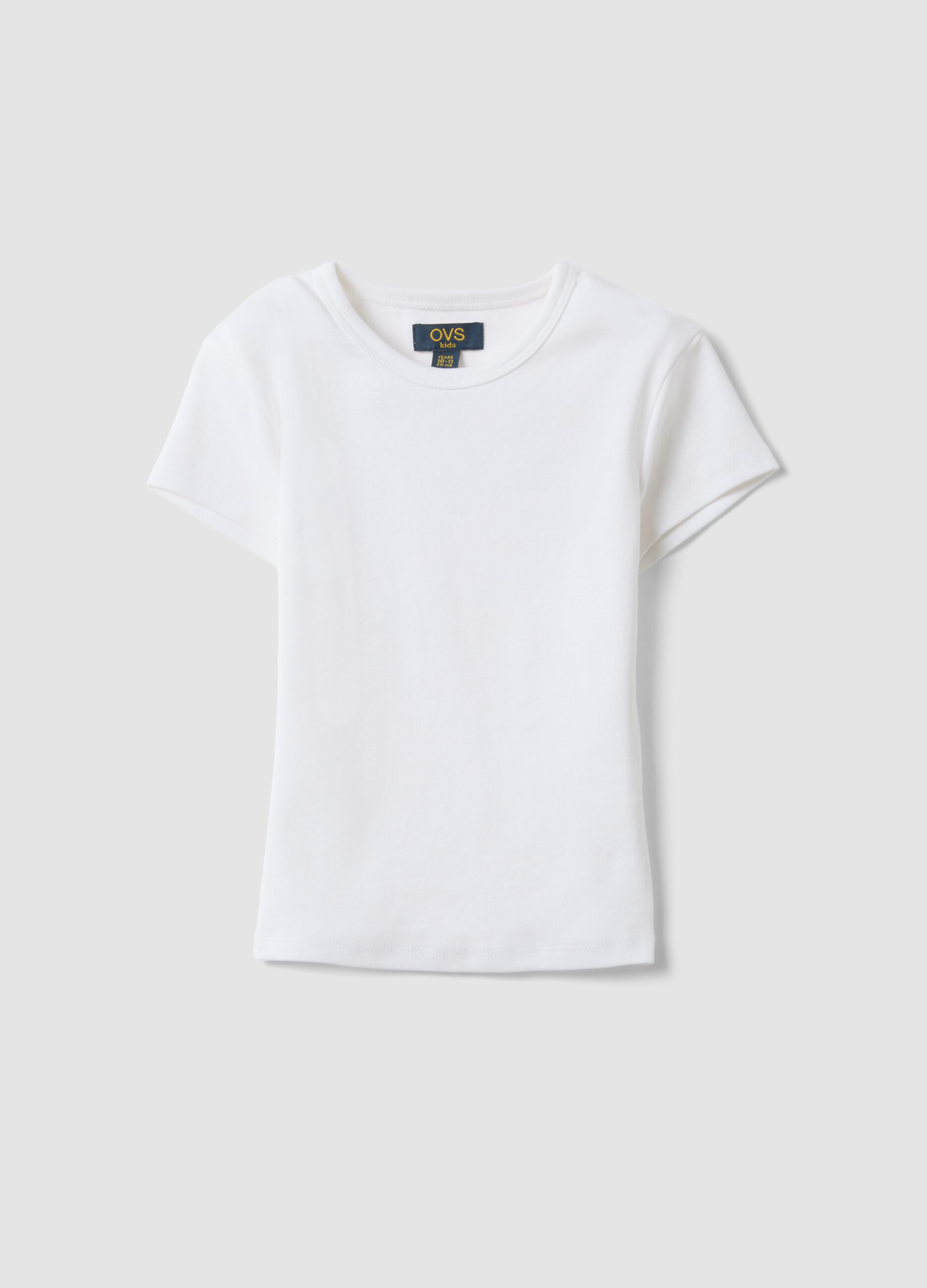 T-shirt fitted in cotone elasticizzato bianca da ragazza