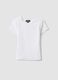 T-shirt fitted in cotone elasticizzato bianca da ragazza_0